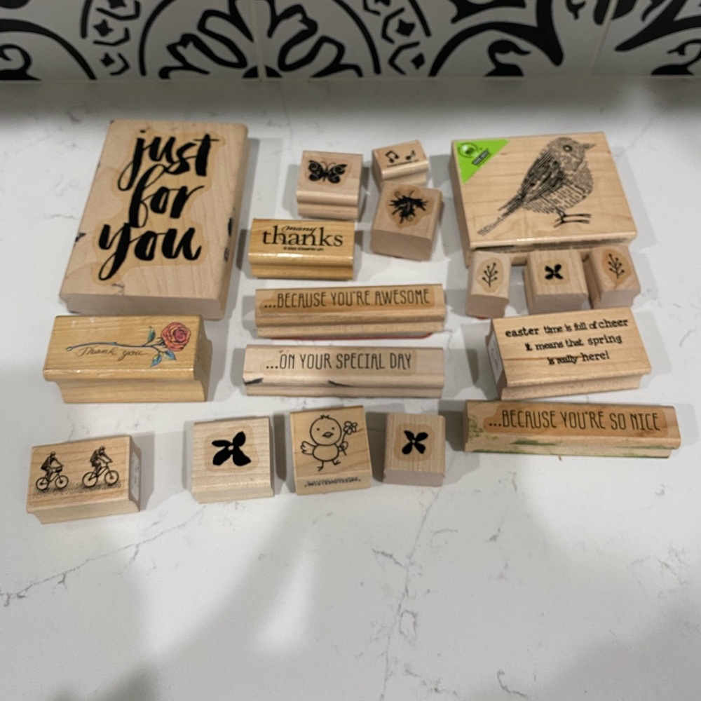 Lot of 18 Rubber stamps Wooden Rubber stamps Arts & Crafts Card Making More
